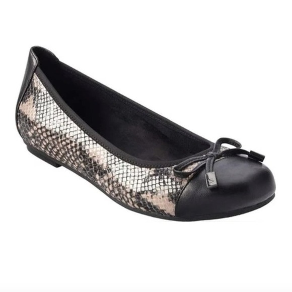 VIONIC Minna Ballet Flat Black Snake Python Animal Print Bow Comfort Shoe Flats - Picture 7 of 7
